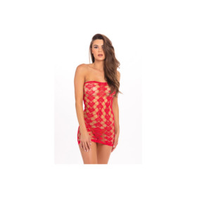Robe motif cœur en résille rouge 